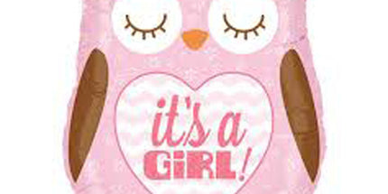 Balon folija holografski - It's a Girl, sova
