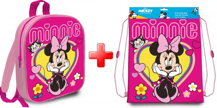 Minnie Maus Rucksack Set – 2-teilig, rosa Kinder Schulrucksack