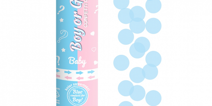 Konfetti-Kanone Blau – 16 cm, Baby Shower & Partydeko
