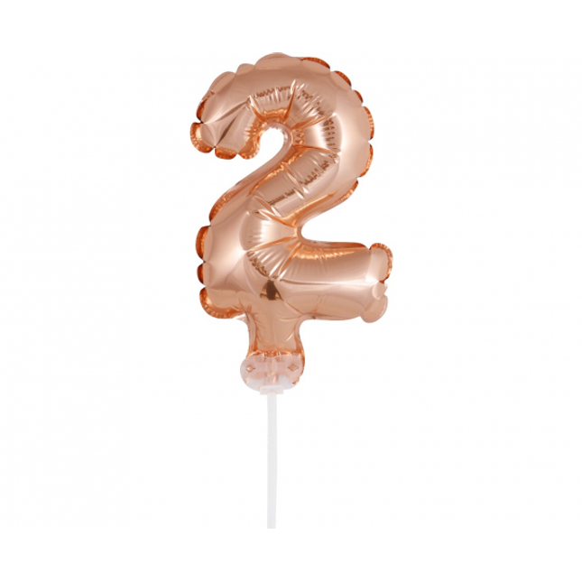 Balloon on the palčki številka 2, pink zlata barva, 13cm