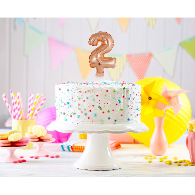 Balloon on the palčki številka 2, pink zlata barva, 13cm