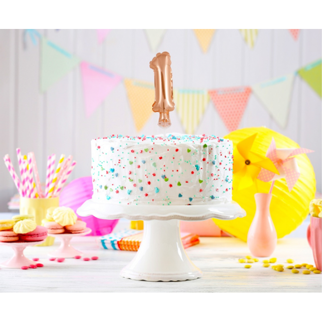 Balloon on the palčki številka 1, pink zlata barva, 13cm