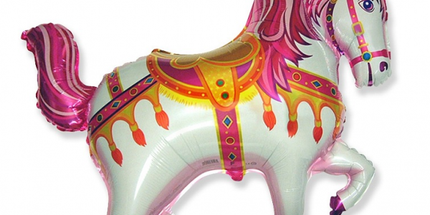 Balon folija Cirkuški konj, pink barva, 60cm
