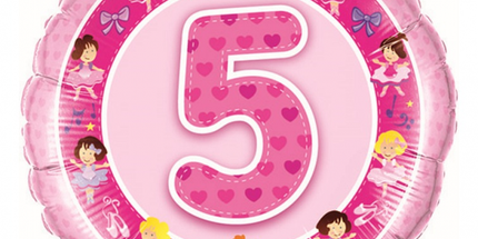 Balon folija za rojstni dan, številka 5, 45cm - Mojbalon