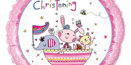 Balon folija - On your Christening, roza barva