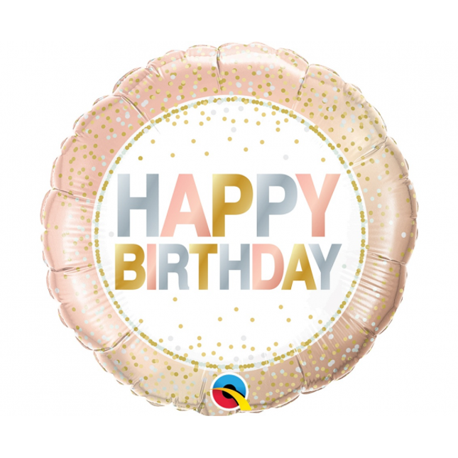 Balon folija - "Happy Birthday", metalik pikice