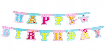 Viseč napis Happy Birthday Princess, 180cm