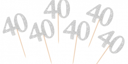 Zobotrebčki za 40 rojstni dan, srebrna barva, 6kom