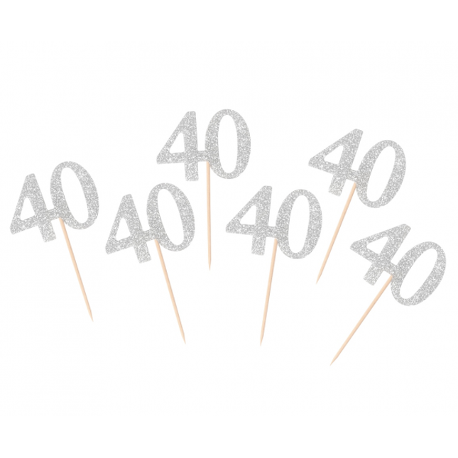 Zobotrebčki za 40 rojstni dan, srebrna barva, 6kom