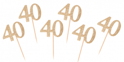 Zobotrebčki za 40. rojstni dan, zlata barva, 6kom