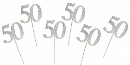 Zobotrebčki za 50. rojstni dan, srebrna barva, 6kom