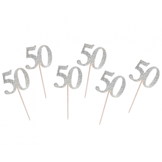 Zobotrebčki za 50. rojstni dan, srebrna barva, 6kom