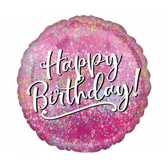 Balon folija - Happy Birthday, roza barva