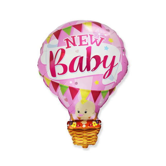 Balon folija za baby shower - New baby, roza