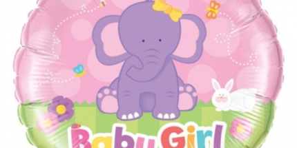Balon folija - Baby Girl, Slonček, 46cm