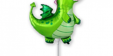 Balon folija - Zmaj, zelena barva, 35cm