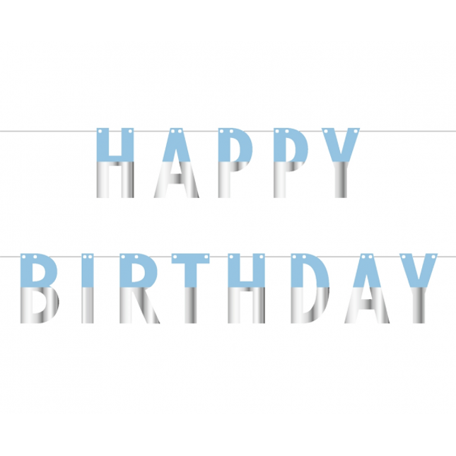 Viseč napis - Happy birthday, modra barva