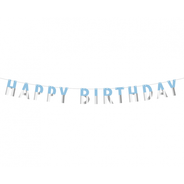 Viseč napis - Happy birthday, modra barva