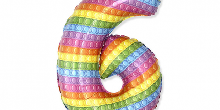 Folienballon Zahl 6 Pop It – 85 cm, Geburtstagsdeko