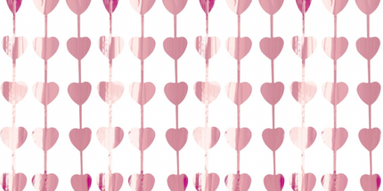Herz-Vorhang Rosa – 100x200 cm, Partydeko Deko