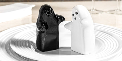 Salz- & Pfefferstreuer Gespenst Schwarz-Weiß aus Keramik