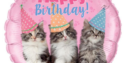 Folienballon „Happy Birthday Katze“ – 45 cm, Qualatex
