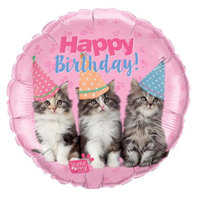 Folienballon „Happy Birthday Katze“ – 45 cm, Qualatex