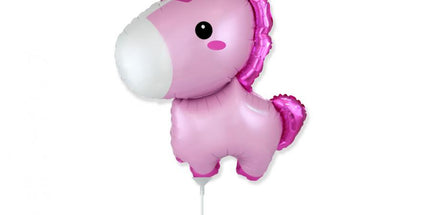 Balon folija - Konjiček, pink barva, 35cm