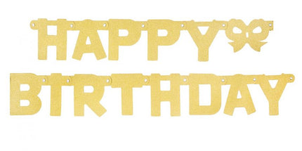 Viseč napis z bleščicami Happy Birthday, zlata barva, 11 x 160cm