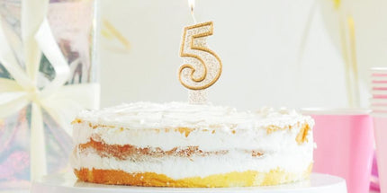 Zahlenkerze 5 – Gold, Geburtstagskerze für Kinderparty