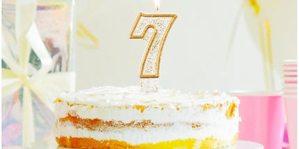 Geburtstagskerze Nr. 7 – Gold, 7. Geburtstag, 8 cm