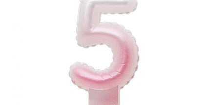 Zahlenkerze 5 – Perlmutt Rosa, 8 cm, Geburtstagskerze