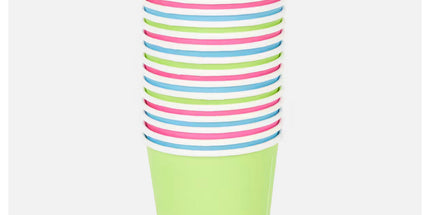 Bunte Papierbecher 350 ml – 20 Stück, Partygeschirr
