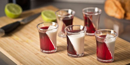 Twister Shotgläser – 5 Stück, Doppelkammer, Party Deko