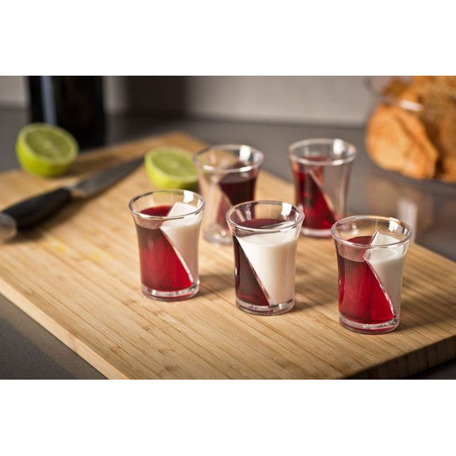 Twister Shotgläser – 5 Stück, Doppelkammer, Party Deko