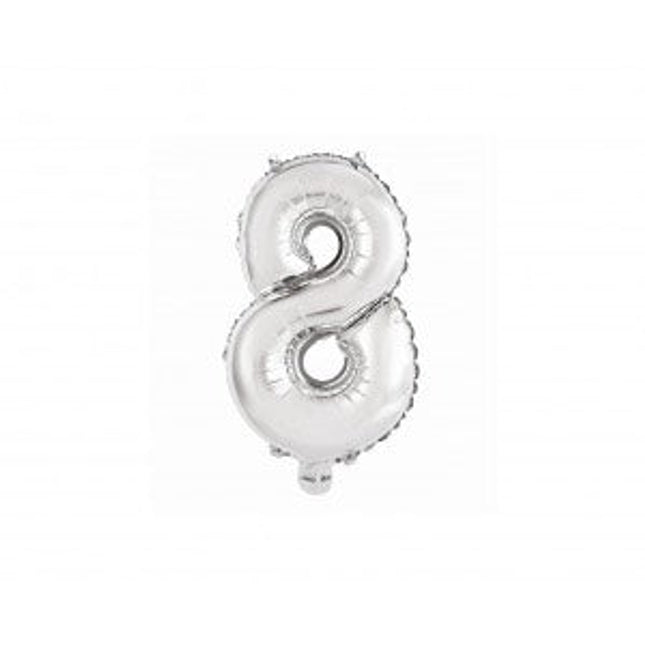 Balon številka 8, srebrna barva, 35cm - Mojbalon