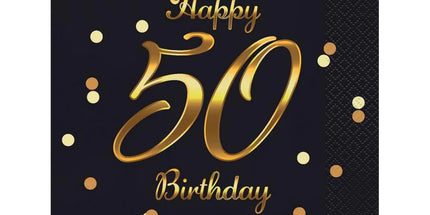 Papirnate napkin - Happy 50 Birthday, Črna Barva