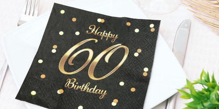 Papirnate napkin - Happy 60 Birthday, Črna Barva