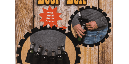 Biergürtel mit Flaschenöffner, Schwarz – 6 Flaschen, 124 cm