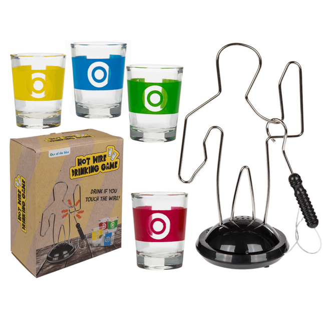Bierspiel „Heiße Draht“, inkl. 4 Gläser, lustiges Partyspiel