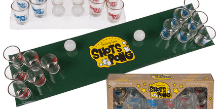 Trinkspiel Shoot Pong mit 12 Gläsern & 2 Bällen, Partyspiel