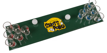 Trinkspiel Shoot Pong mit 12 Gläsern & 2 Bällen, Partyspiel