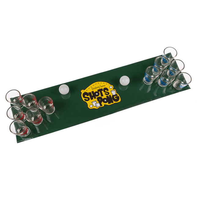 Trinkspiel Shoot Pong mit 12 Gläsern & 2 Bällen, Partyspiel