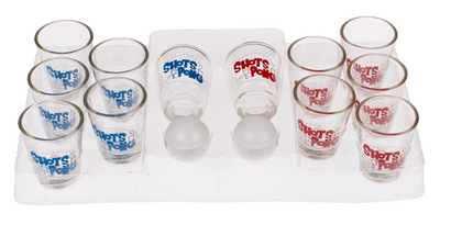 Trinkspiel Shoot Pong mit 12 Gläsern & 2 Bällen, Partyspiel