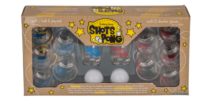 Trinkspiel Shoot Pong mit 12 Gläsern & 2 Bällen, Partyspiel