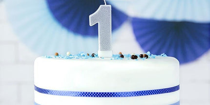 Geburtstagskerze Nr. 1 – Silber Glitzer, 7 cm