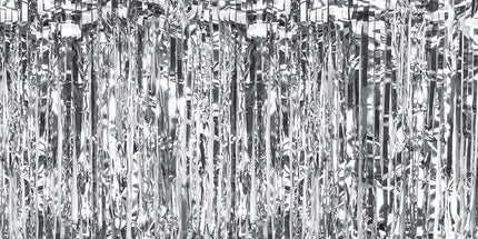 Partyvorhang Silber, 100x200 cm, glänzende Deko für Feste