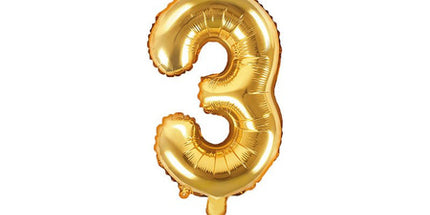 Goldene Folienzahl 3 Ballon, 35 cm