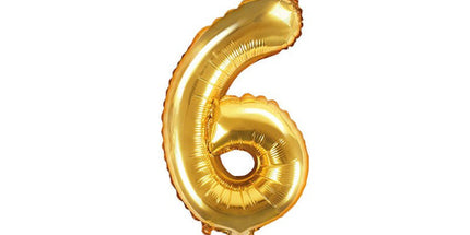 Goldene Folienzahl 6 Ballon, 35 cm