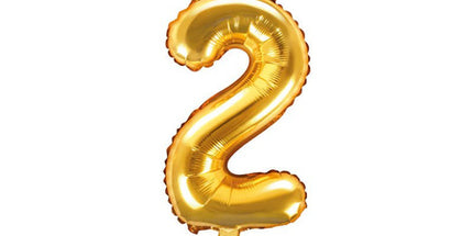 Goldene Folienzahl 2 Ballon, 35 cm I MeineLuftballons.de
